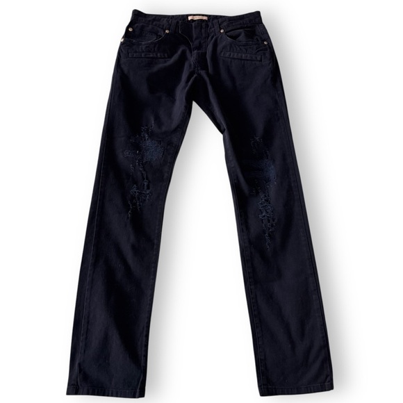BALMAIN men’s JEANS MOTO BIKER dark WASH MADE IN ITALY DISTRESSED STYLISH indigo - Picture 1 of 16